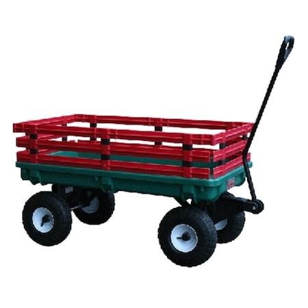 Millside Industries Millside Industries 04220 20 in. x 38 in. Plastic Deck Wagon with 4 in. x 10 in. Tires - Green 4220